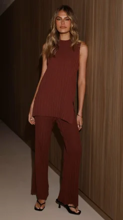 Megan Knit Pants - Chocolate