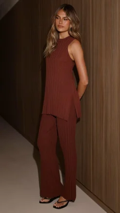 Megan Knit Pants - Chocolate
