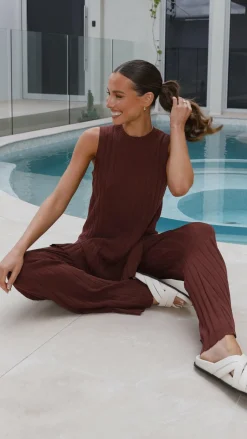 Megan Knit Pants - Chocolate