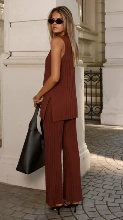 Megan Knit Pants - Chocolate