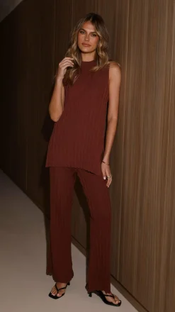 Megan Knit Pants - Chocolate