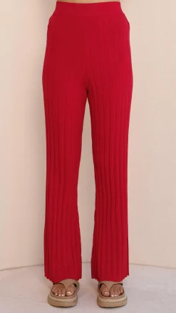 Megan Knit Pants - Red