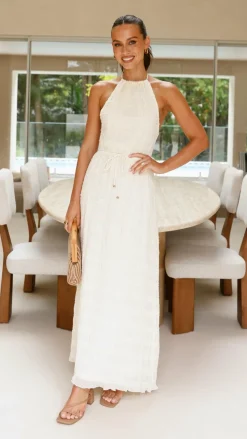 Melanie Halter Neck Maxi Dress - Cream