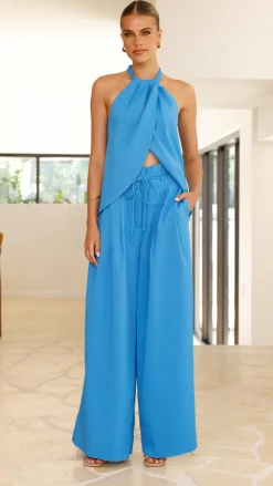 Melinda High Waist Pants - Blue