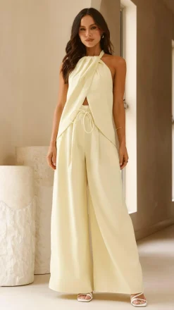 Melinda High Waist Pants - Soft Yellow