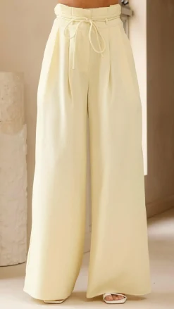 Melinda High Waist Pants - Soft Yellow