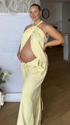 Melinda High Waist Pants - Soft Yellow