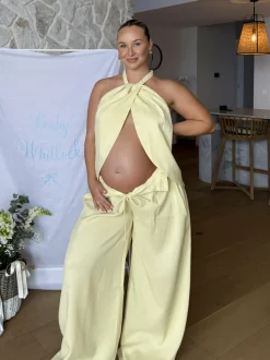 Melinda High Waist Pants - Soft Yellow