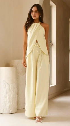 Melinda High Waist Pants - Soft Yellow