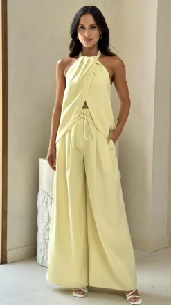 Melinda High Waist Pants - Soft Yellow