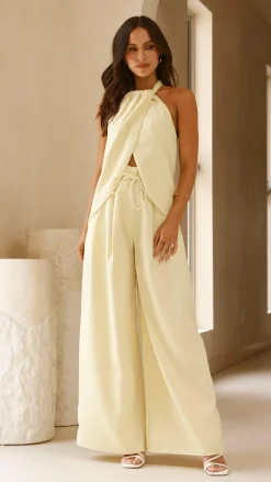 Melinda High Waist Pants - Soft Yellow