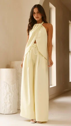 Melinda High Waist Pants - Soft Yellow