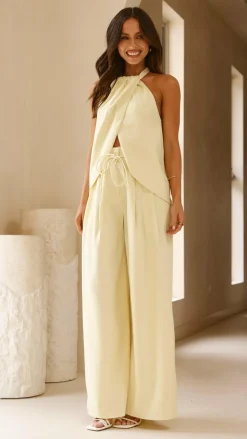 Melinda High Waist Pants - Soft Yellow