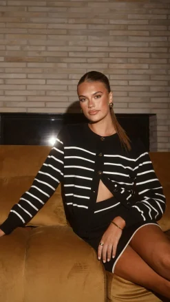 Milano Button Up Jumper - Black/White Stripe