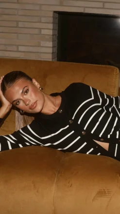 Milano Button Up Jumper - Black/White Stripe