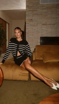 Milano Button Up Jumper - Black/White Stripe