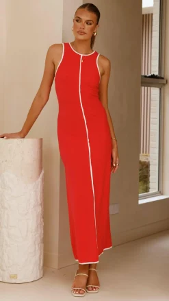 Milli Maxi Dress - Red/White