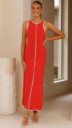 Milli Maxi Dress - Red/White