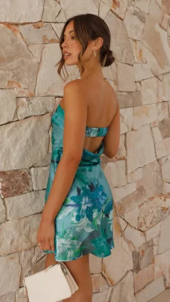 Miya Mini Dress - Green Print