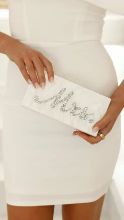 Mrs. Pearla Clutch - White/Silver