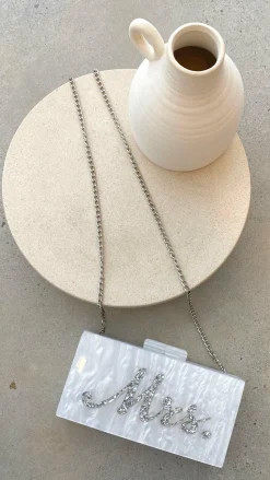 Mrs. Pearla Clutch - White/Silver