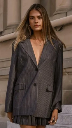 MVN - Newport Pinstripe Blazer - Dark Grey