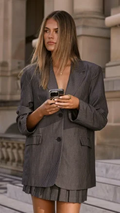 MVN - Newport Pinstripe Skirt - Dark Grey