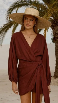 Myra Long Sleeve Mini Dress - Chocolate