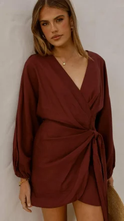 Myra Long Sleeve Mini Dress - Chocolate