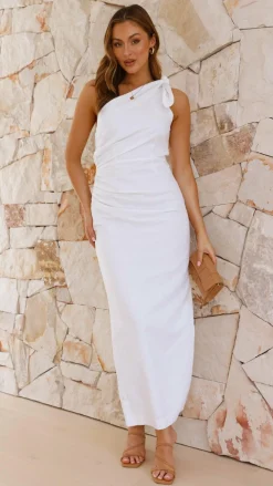 Nahilla One Shoulder Maxi Dress - White