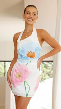 Nalanie Mini Dress - White Florals