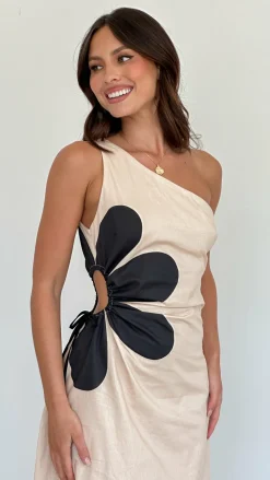 Nancia Maxi Dress - Beige / Black