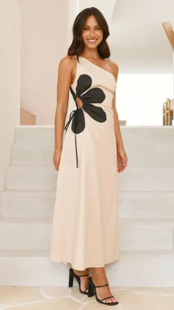 Nancia Maxi Dress - Beige / Black