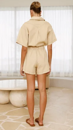 Nella Playsuit - Beige Denim