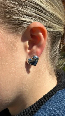 Neve Heart Earrings - Silver