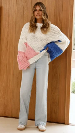 Nila Knit Sweater - White Multi