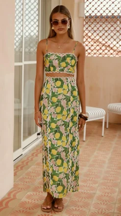 Nova Maxi Skirt - Lemon Print