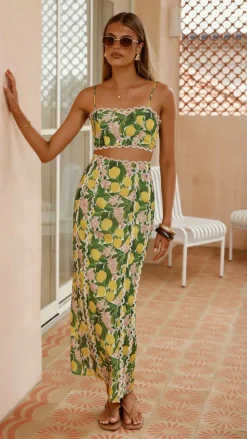 Nova Maxi Skirt - Lemon Print