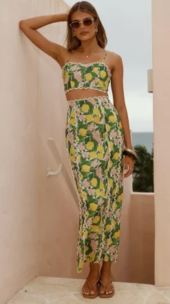 Nova Maxi Skirt - Lemon Print