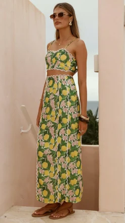 Nova Maxi Skirt - Lemon Print