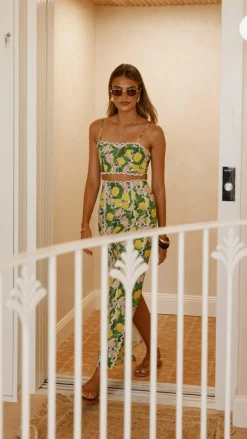 Nova Maxi Skirt - Lemon Print