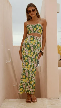 Nova Maxi Skirt - Lemon Print
