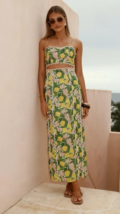 Nova Maxi Skirt - Lemon Print