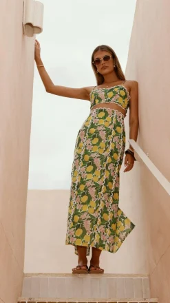Nova Maxi Skirt - Lemon Print