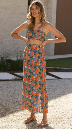 Nova Maxi Skirt - Orange Print