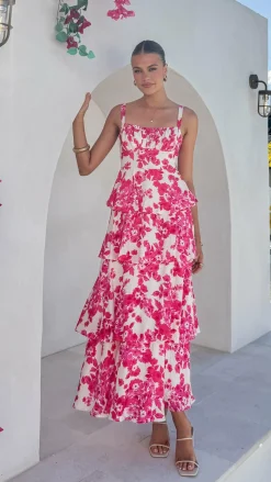 Odilia Maxi Dress - Pink/White Floral
