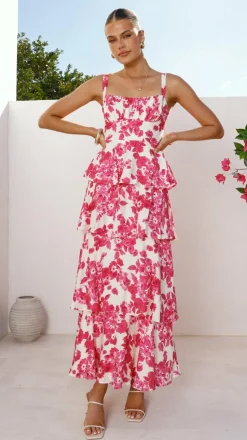 Odilia Maxi Dress - Pink/White Floral