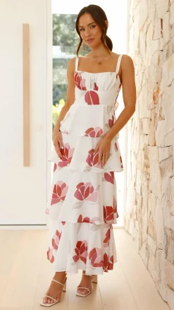 Odilia Maxi Dress - White/Pink Floral