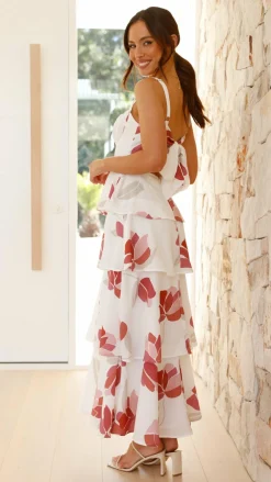 Odilia Maxi Dress - White/Pink Floral