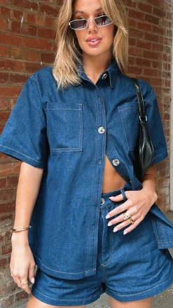 Olivia Shirt and Shorts Set - Dark Denim